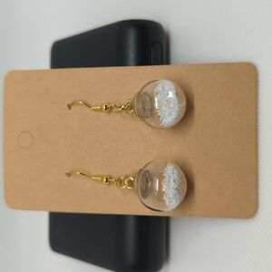 White Star Glitter Ball Earrings